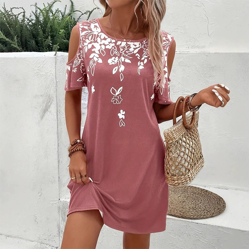 Elanora - Floral Print Strappy Dress with Cutout Sleeves
