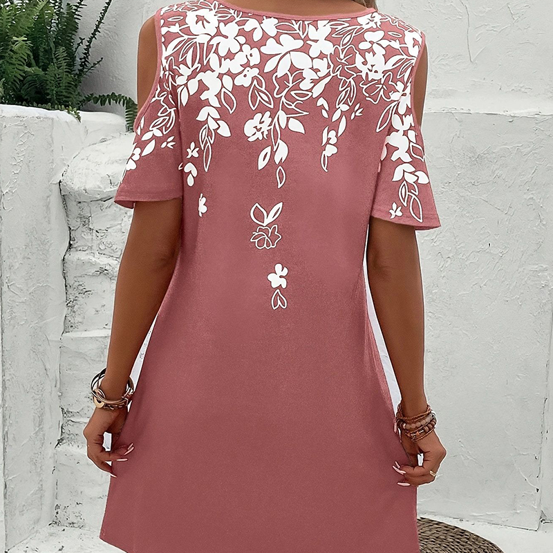 Elanora - Floral Print Strappy Dress with Cutout Sleeves