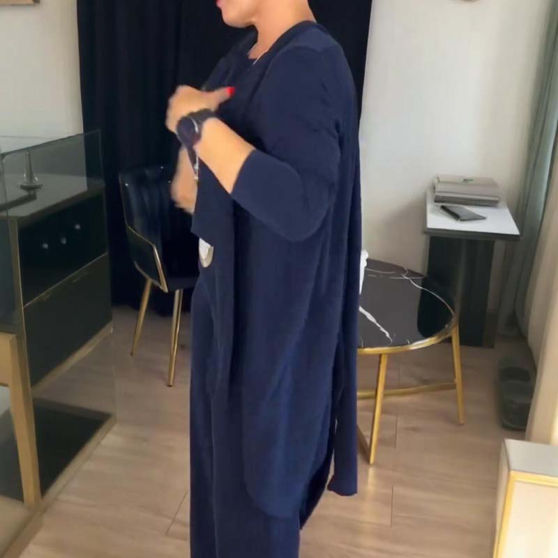 Erisandra™ - Elegant 3-piece set with long cardigan, top and pants