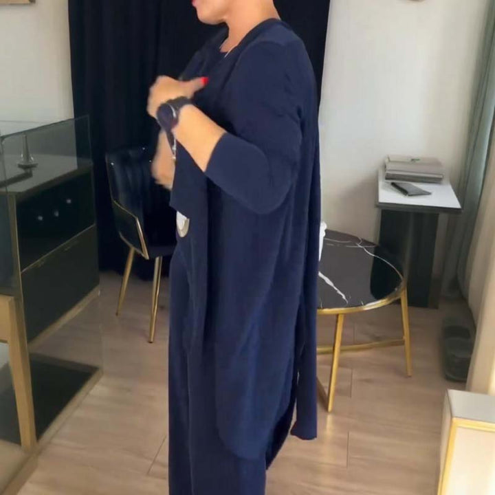 Erisandra™ - Elegant 3-piece set with long cardigan, top and pants