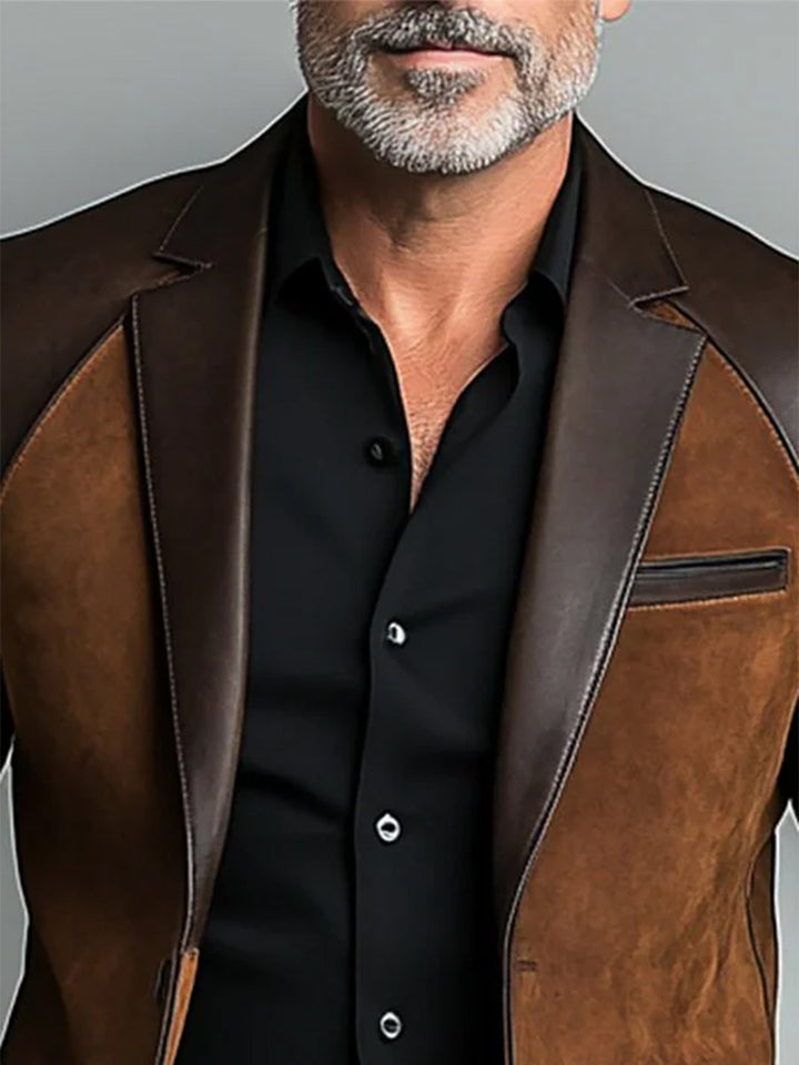 Men’s Faux Suede Blazer | Two-Tone Dress Jacket | Smart Casual Canada