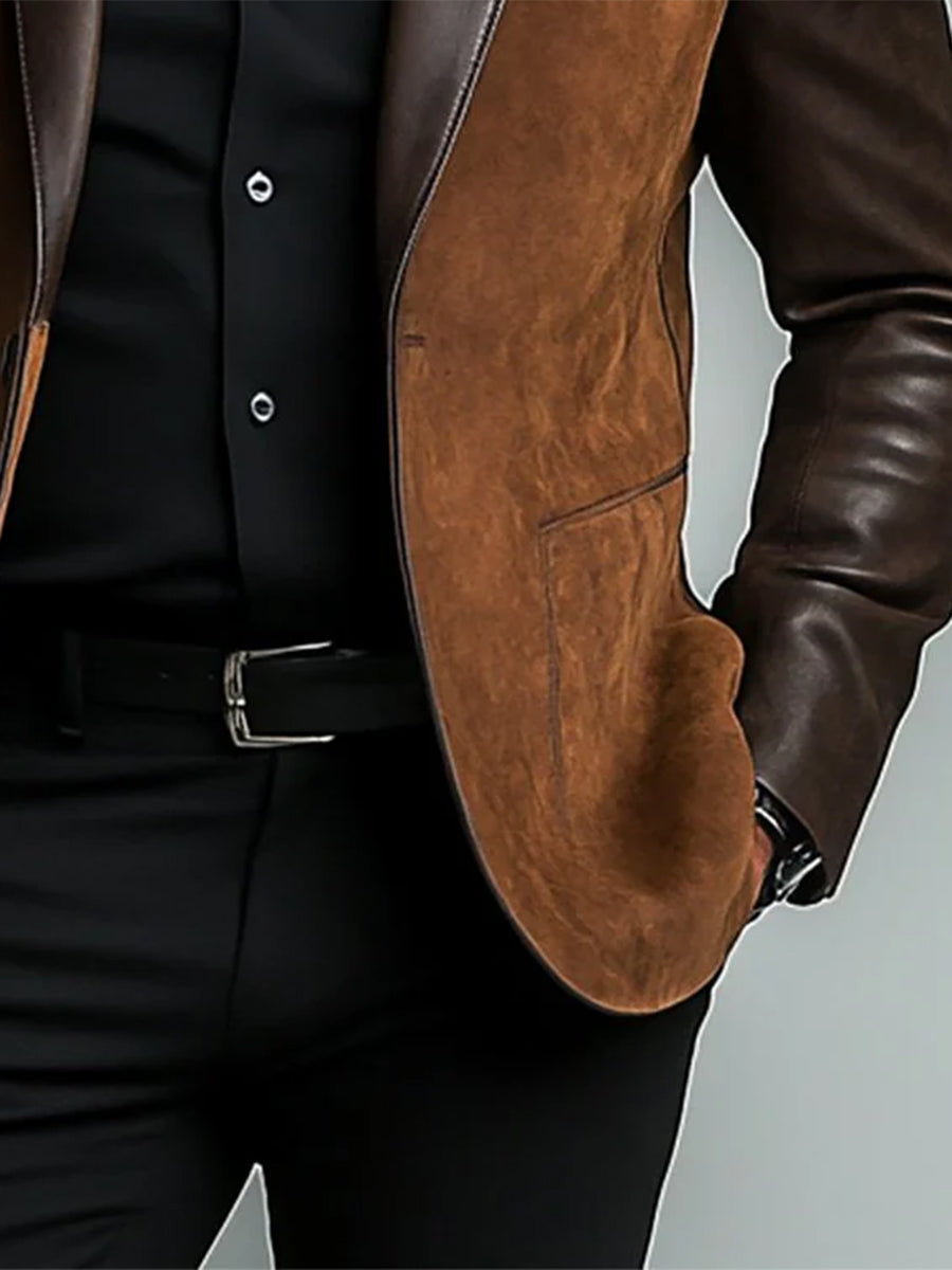 Men’s Faux Suede Blazer | Two-Tone Dress Jacket | Smart Casual Canada