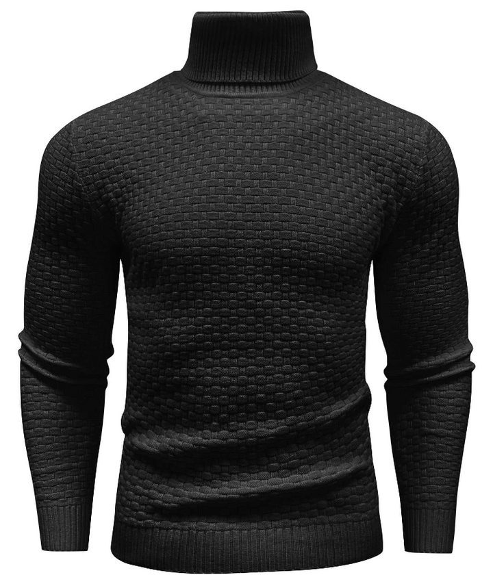 Pull à col roulé en maille texturée | Ourlet côtelé ajusté | Pièce chaude pour l'hiver