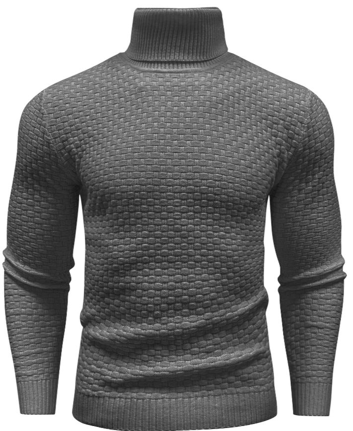 Pull à col roulé en maille texturée | Ourlet côtelé ajusté | Pièce chaude pour l'hiver