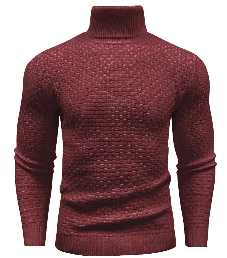 Pull à col roulé en maille texturée | Ourlet côtelé ajusté | Pièce chaude pour l'hiver