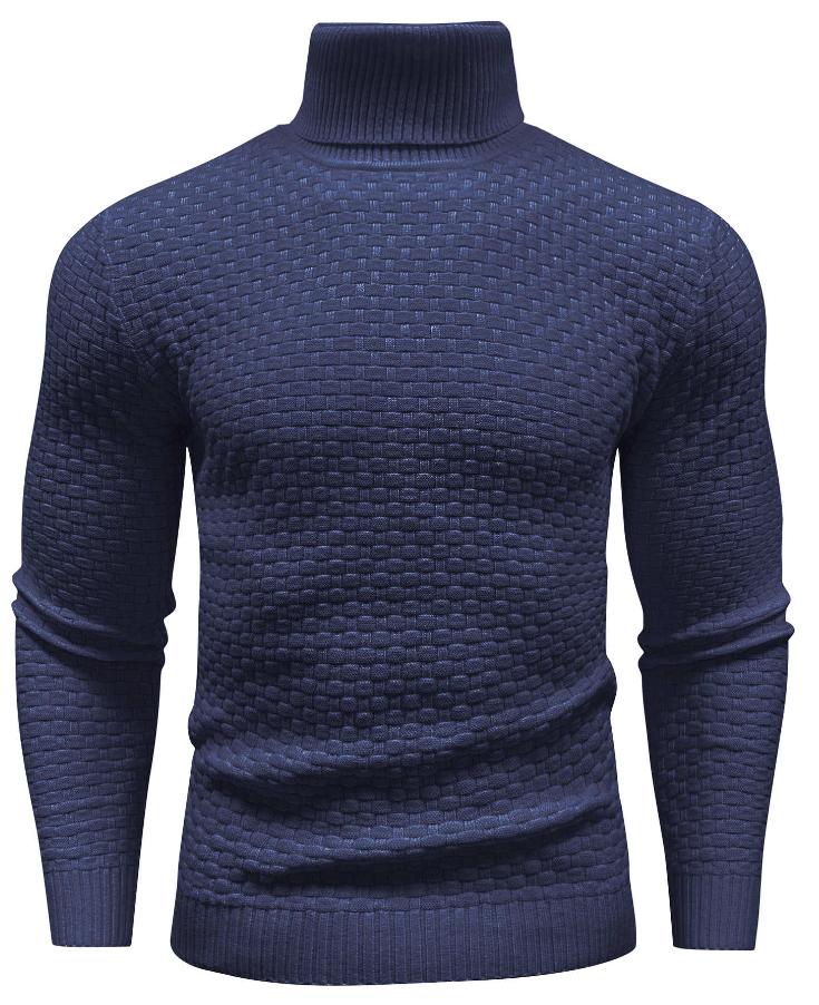 Pull à col roulé en maille texturée | Ourlet côtelé ajusté | Pièce chaude pour l'hiver