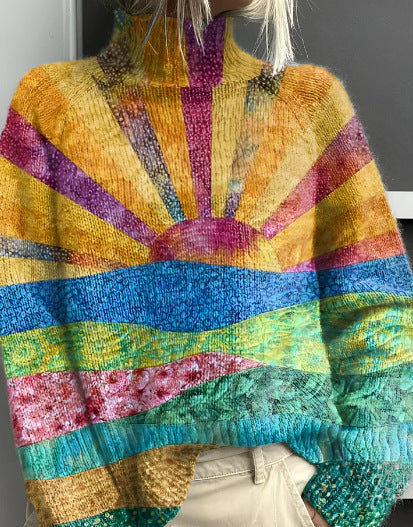 Noelle - Rainbow Turtleneck Sweater