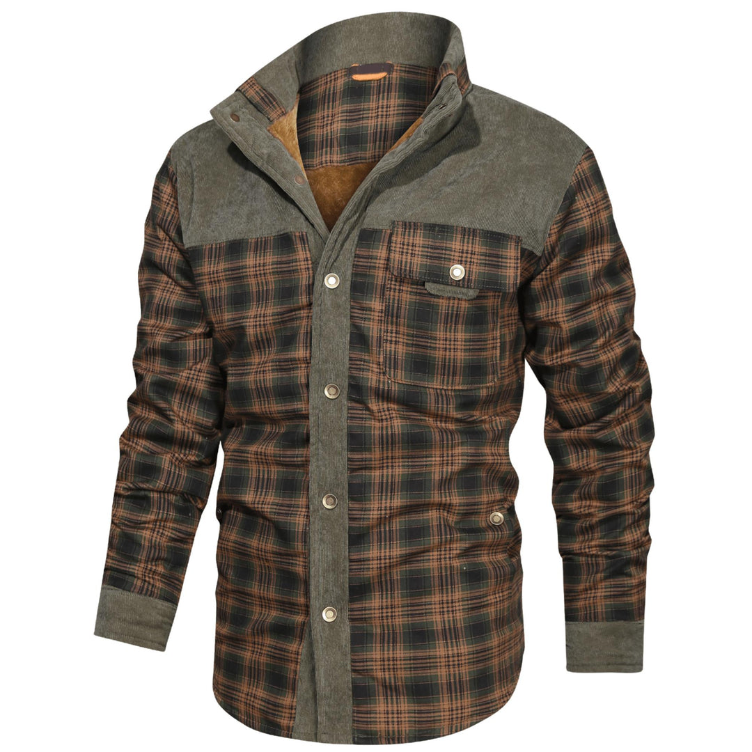 Men’s Plaid Overshirt | Contrast Yoke Shirt Jacket | Brushed Casual Layer