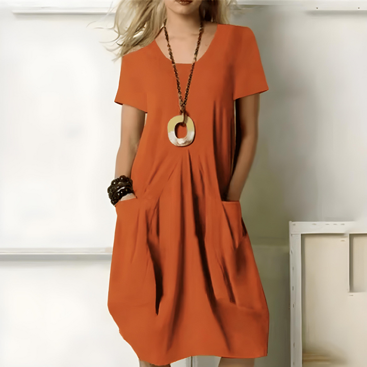 Seraphina - Elegant Cotton Dress with Belly Cover