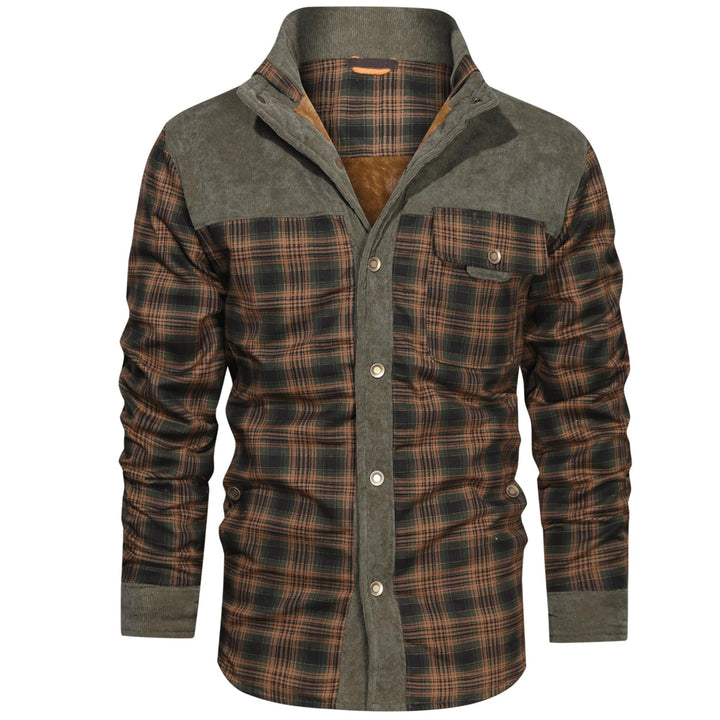 Men’s Plaid Overshirt | Contrast Yoke Shirt Jacket | Brushed Casual Layer