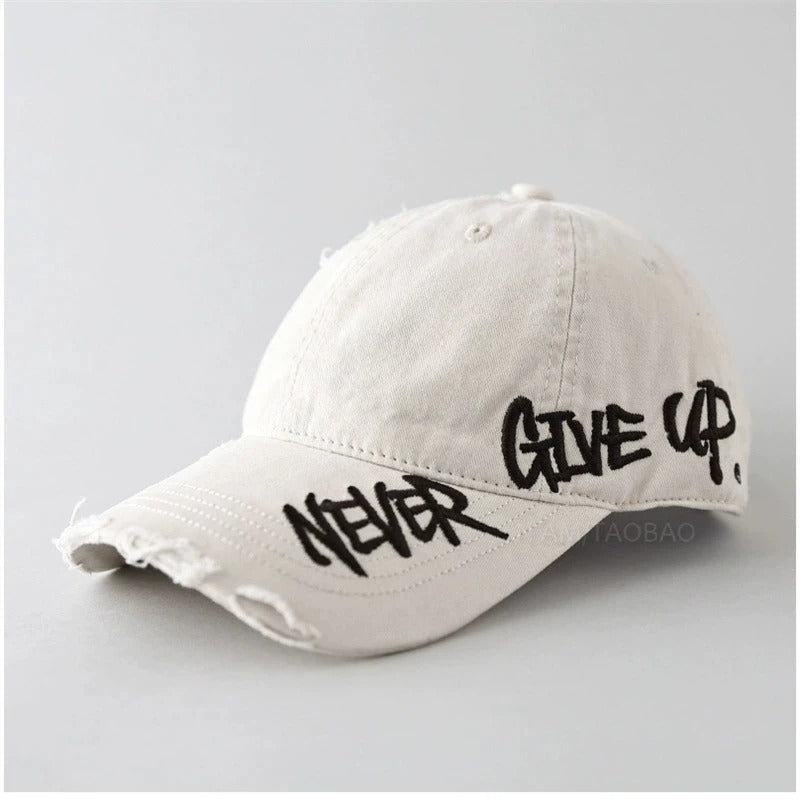 Never Give Up Distressed Cap