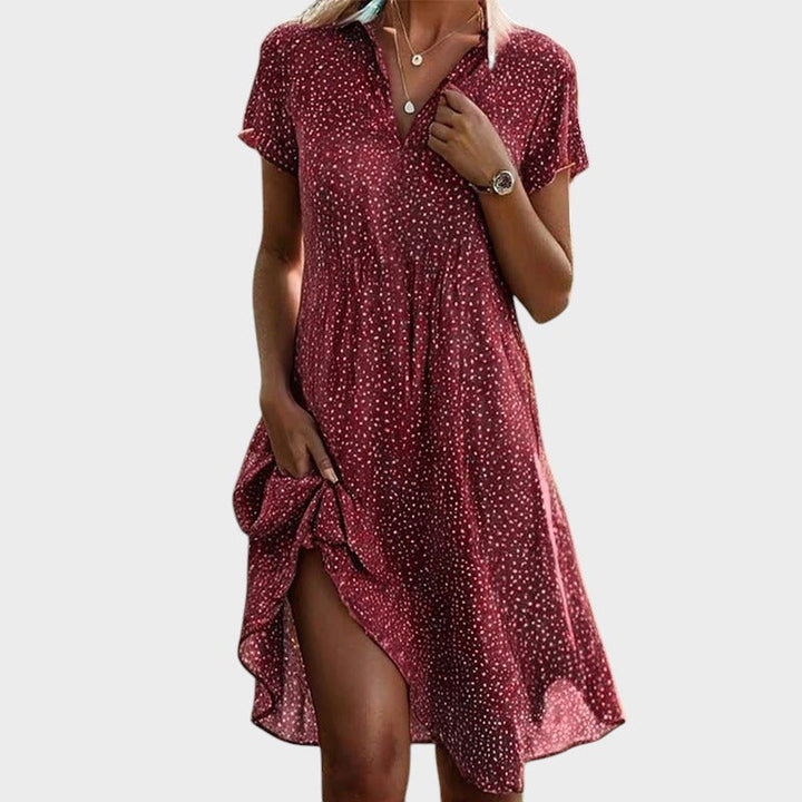 Janina - Elegant and comfortable polka dot midi dress