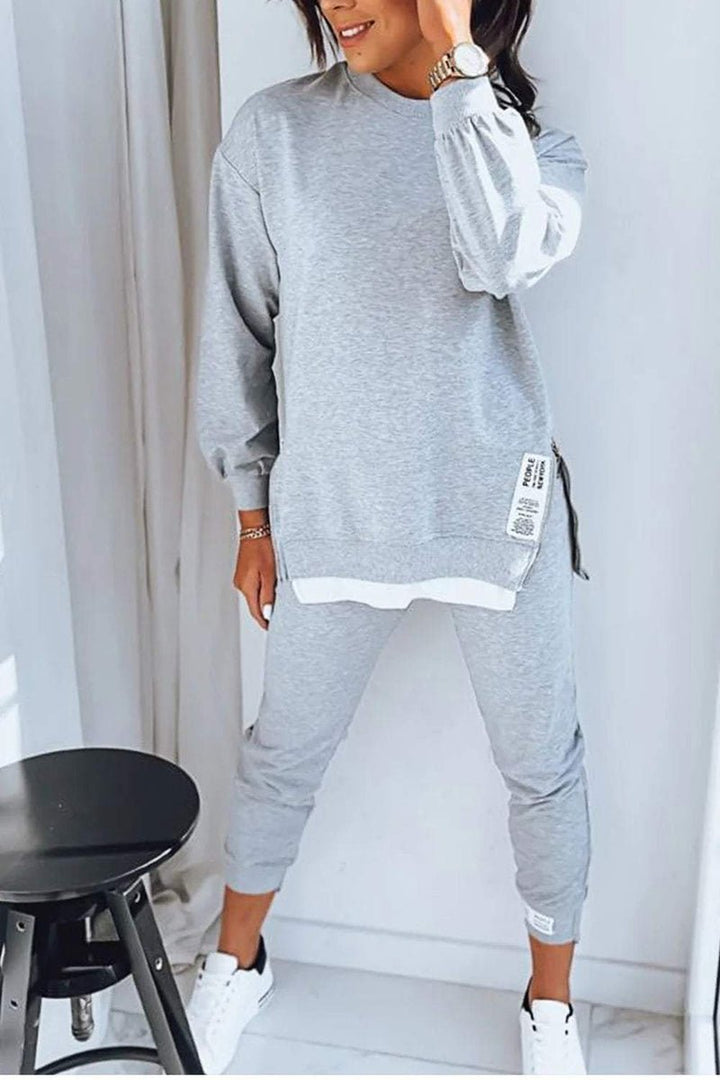 Two-Piece Sweatsuit Set | Longline Top and Joggers | Soft Fleece Fabric | Relaxed Fit
