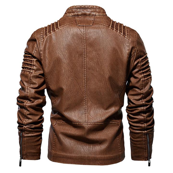 Men’s Faux Leather Moto Jacket | Zip Pockets & Quilted Shoulders | Slim Fit Biker Style